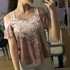 Cute velvet off the shoulder top